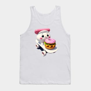 Rolling Flavor Revolution - Donut Topped Cheeseburger on Skateboard Tank Top